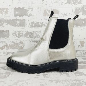 New Sam Edelman Laguna Silver Leather Pull On Chelsea Boots O105
